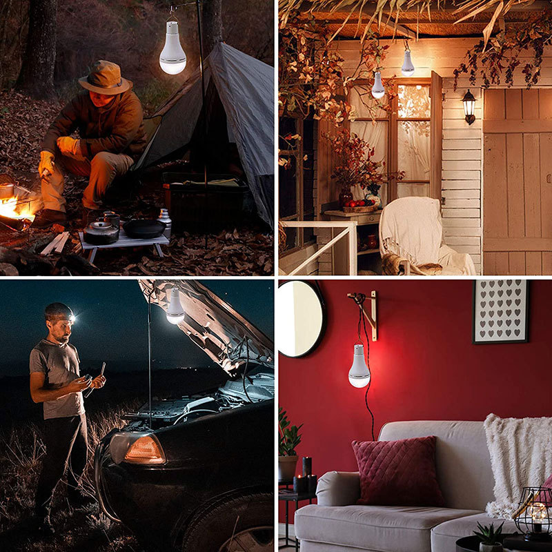 Solar bulb, USB rechargeable bulb with remote control, four-speed dimming, household power outage emergency light, night market stall details Picture