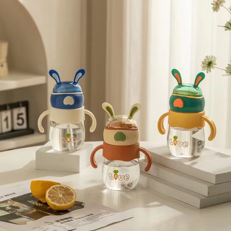 Children's water cup, special rabbit cartoon and super cute water bottle for kindergarten, new 2023 student straw cup full figure