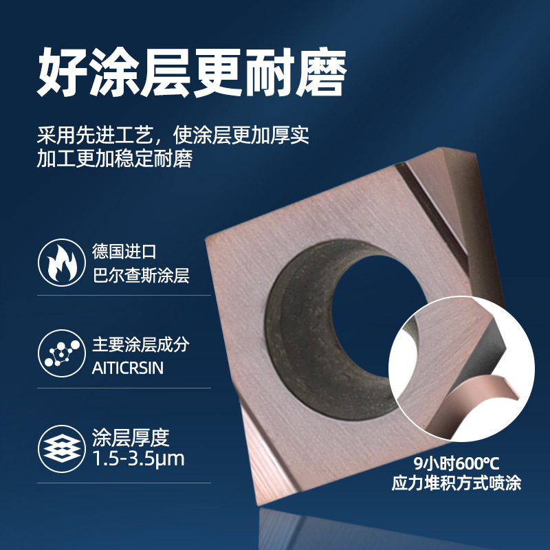 CCGT060202/060204/09 t304e R/L - U diamond CNC stainless steel inner hole coating blade Specification drawing