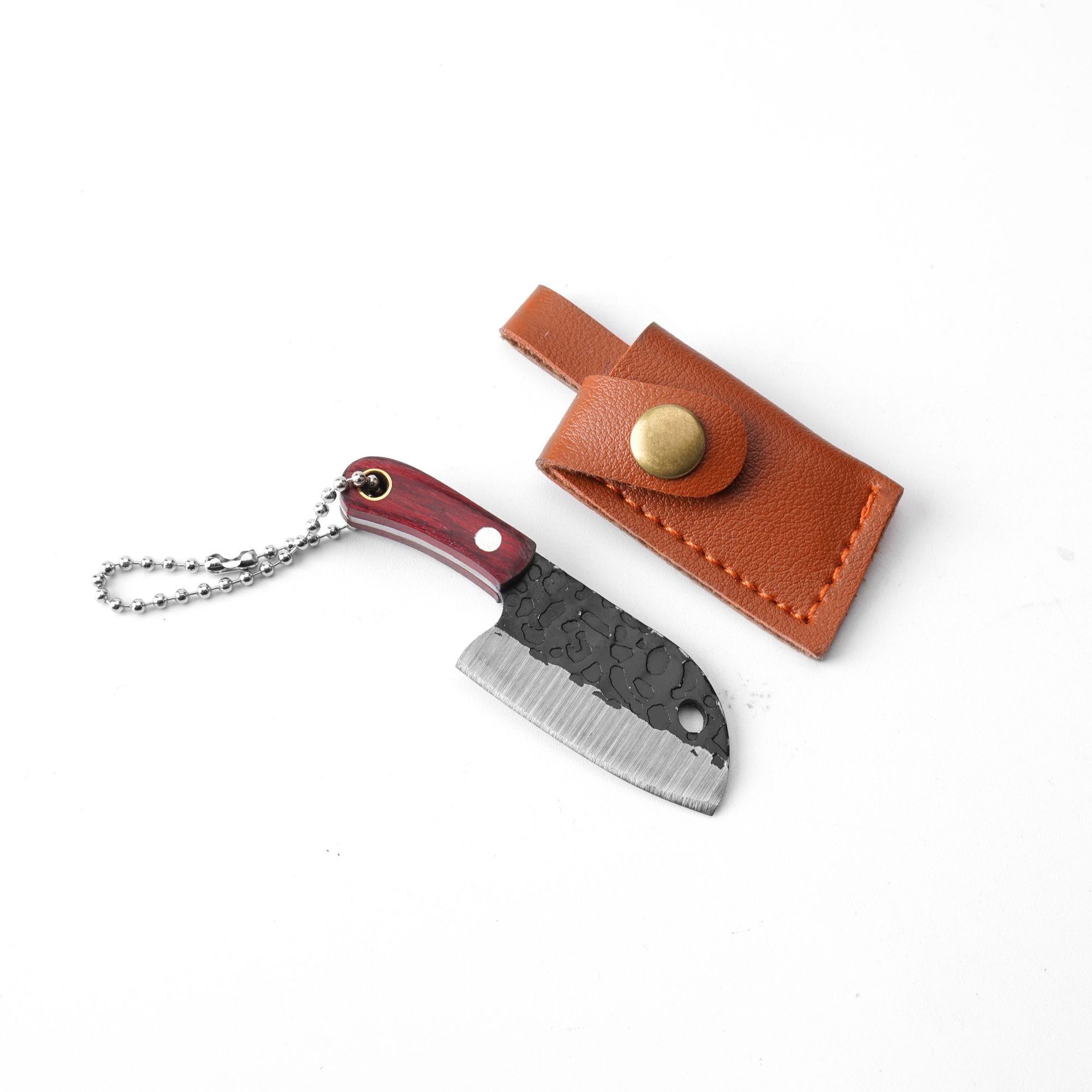 Keychain pendant, small knife, camping portable self-defense tool, forged mini knife, pocket-sized unboxing and unpacking Item Picture
