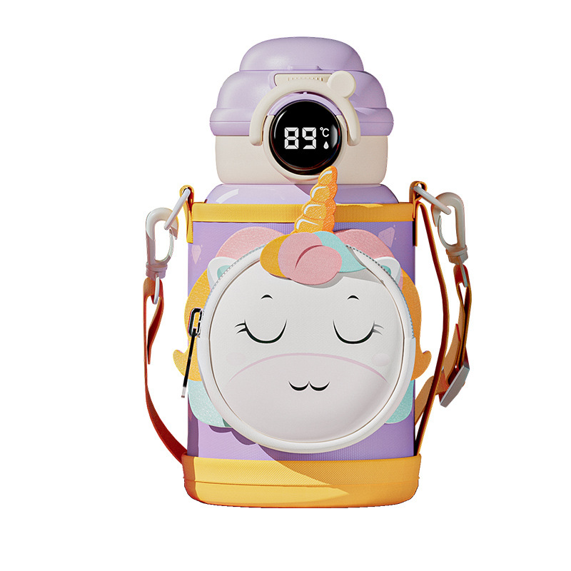 Smart insulated cup for children 316, special water bottle for students to go to school, anti-drop straw cup, girls' high school appearance level gift box set Item Picture