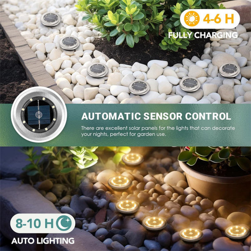 Outdoor solar-powered courtyard stainless steel buried lights, courtyard lawn lights, road and garden ground plug-in lights Application Scenario