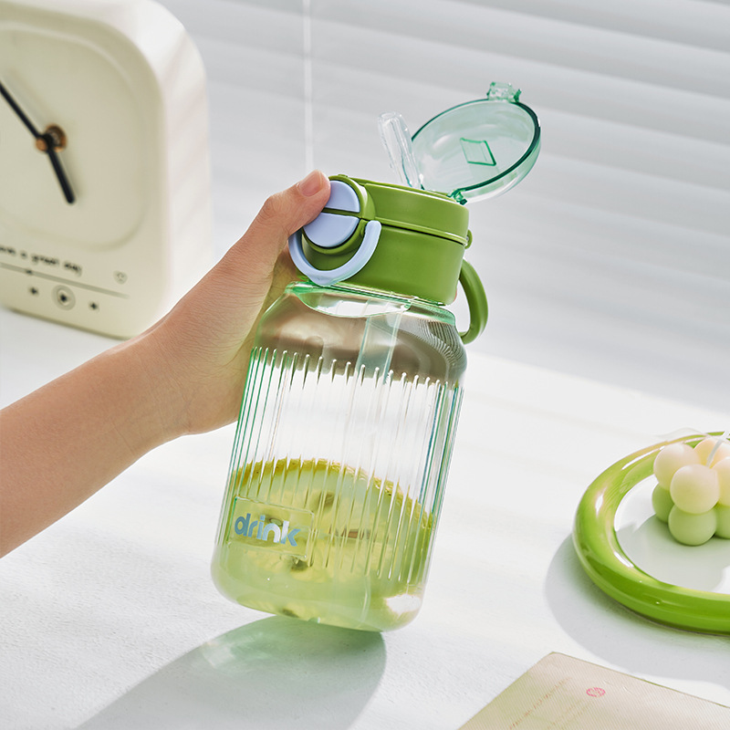 Fuxing student Straw Cup, Children's sports water Cup, Plastic Cup, Portable double-drinking cup, Casual cup for men and women, simple Space cup Specification drawing