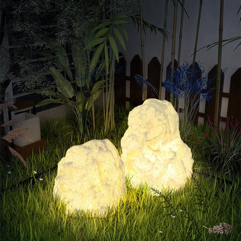 Solar-powered outdoor waterproof lawn lights, villa garden courtyard hotel park landscape lights, atmosphere LED stone lights details Picture