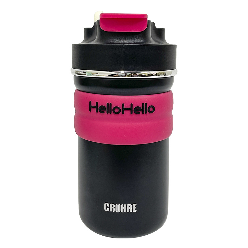 Simple letter insulated cup, personalized new straw cup, student sports drinking cup, color-blocking portable double-drinking cup Item Picture