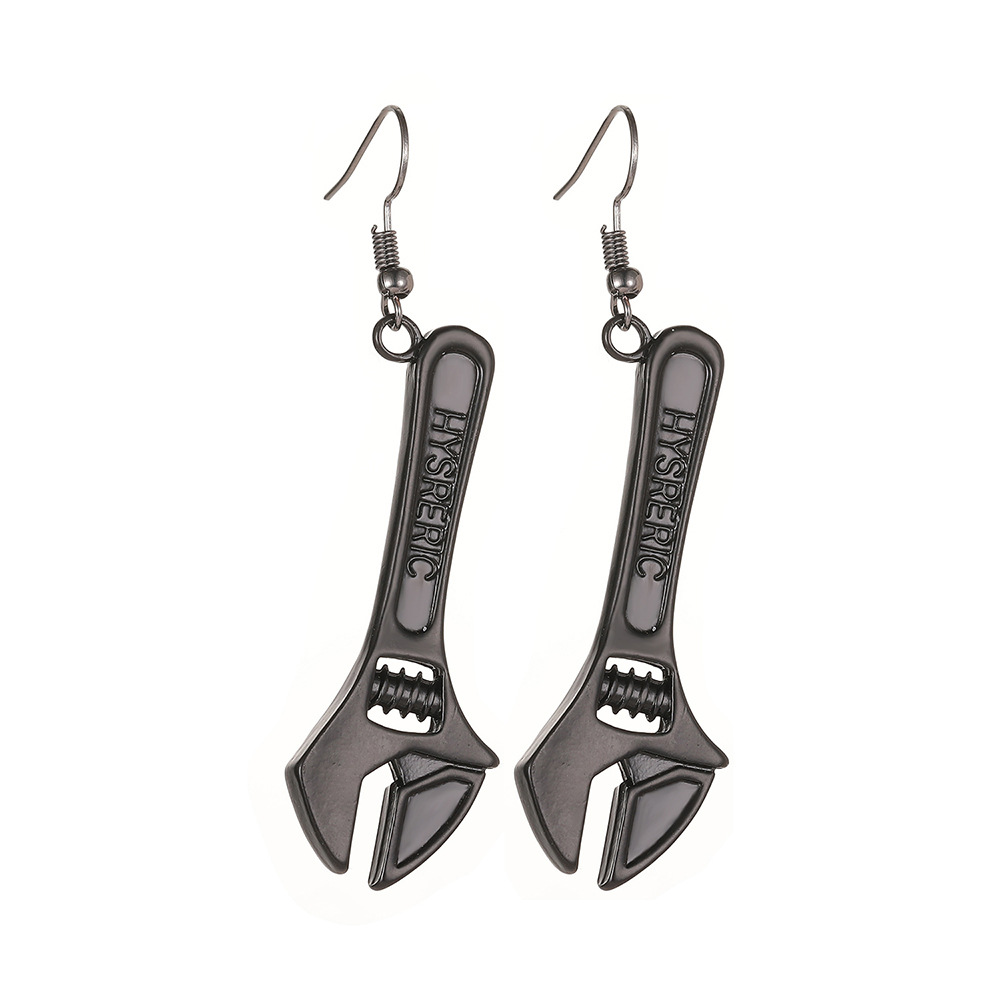 European and American punk exaggerated personality small wrench earrings for couples, retro hip-hop simple street earrings as gifts for men and women Item Picture