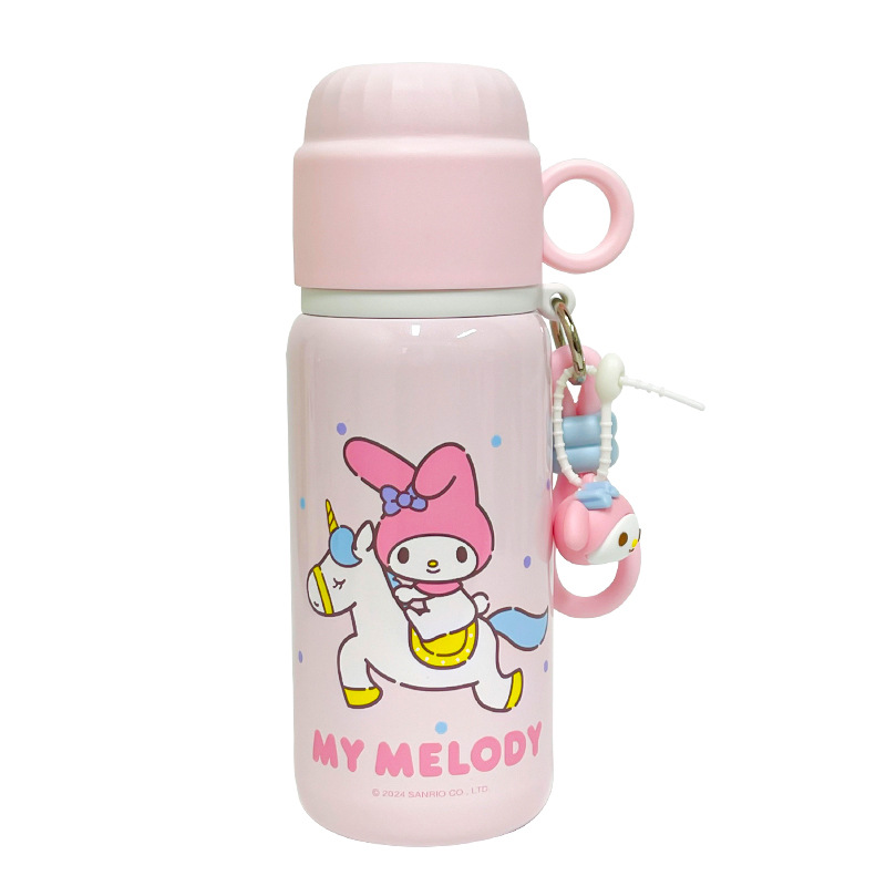 Cute and good-looking double-drinking thermos cup, large-capacity cartoon Sanrio officially authorized water cup with water pouring lid Item Picture