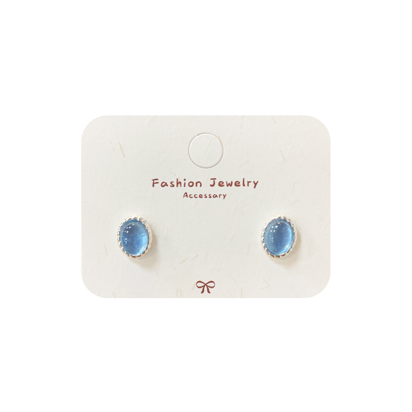 Fresh and small aquamarine blue oval stud earrings, women's silver needle, simple and unique style, design sense, high-end feel, gentle earrings Item Picture