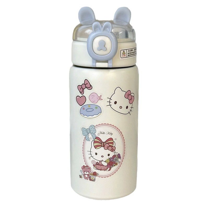 kt Cat insulated cup, portable straw water cup, cute animal stickers, Ins-style children's direct drinking cup for school Item Picture