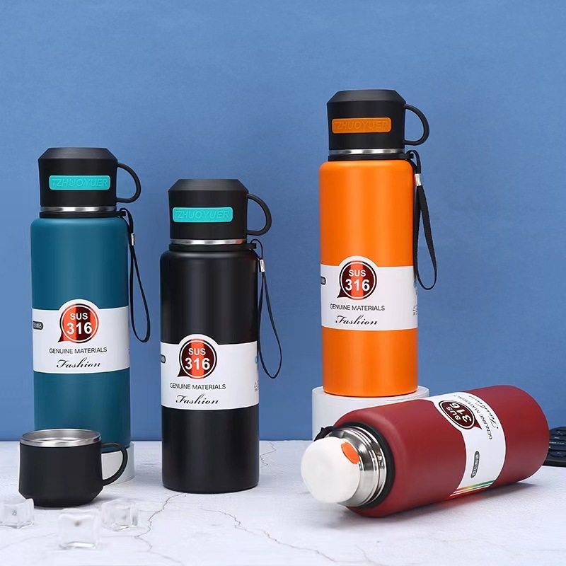 New handle strap 316 stainless steel insulated cup, large-capacity teapot for male and female students, portable outdoor car water cup full figure