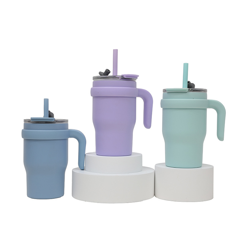 Cross-border dual-drink car cup, children's and students' water cup, car ice cube cup, stainless steel high appearance level with handle insulated cup Application Scenario