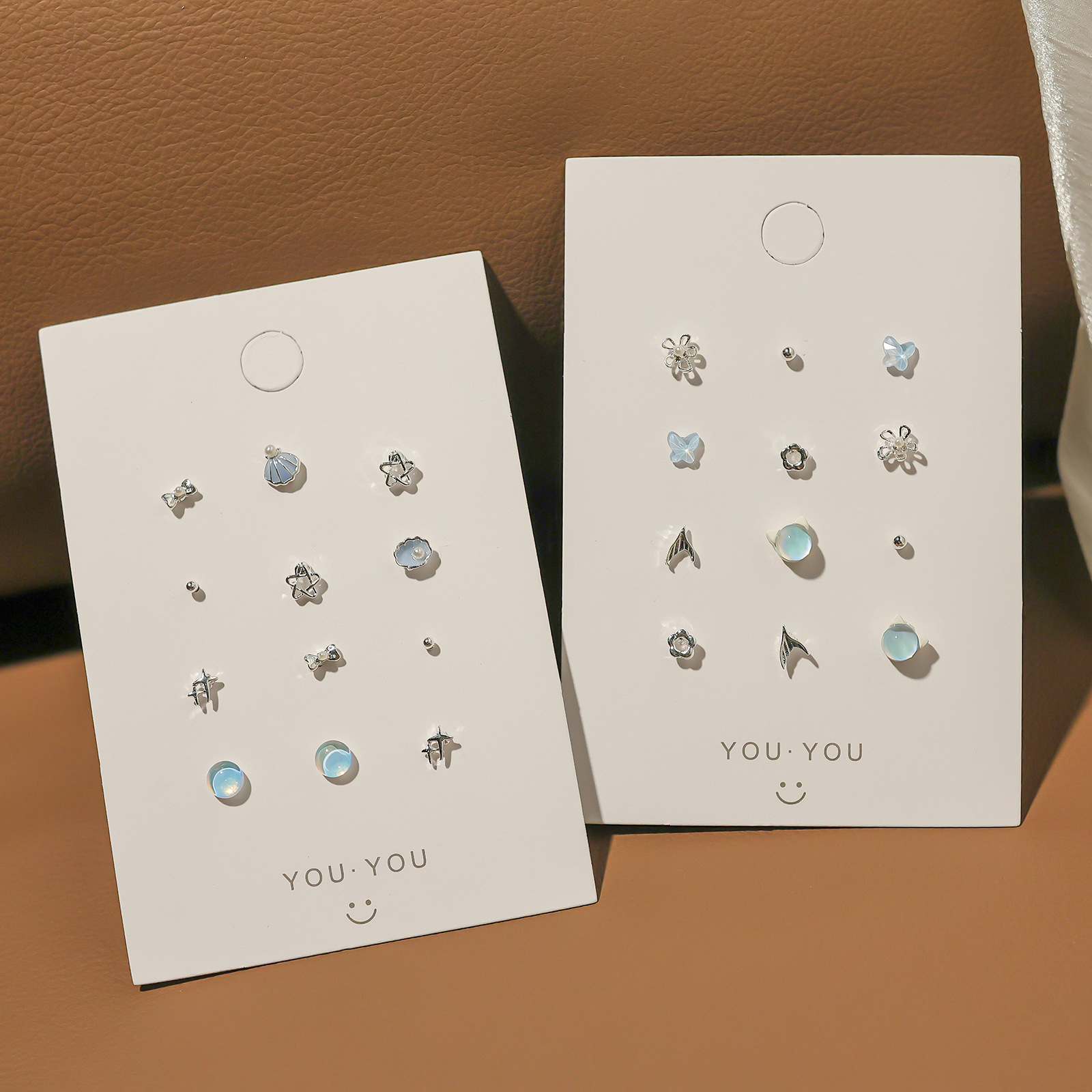 A small and exquisite silver needle stud set in sea blue, versatile and simple daily earrings, personalized and elegant earrings for women wholesale details Picture