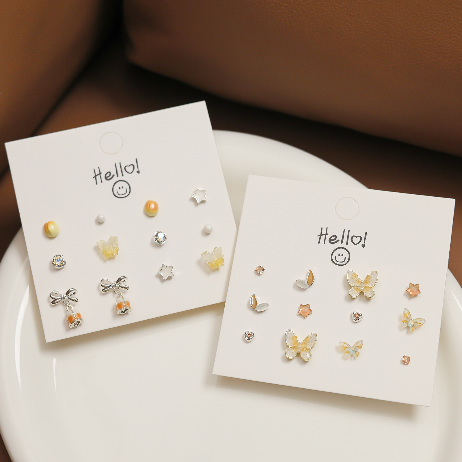 Wholesale of new autumn and winter Maillard Butterfly silver needle stud earrings with a touch of artistic, retro and high-end style, as well as simple and elegant earrings full figure