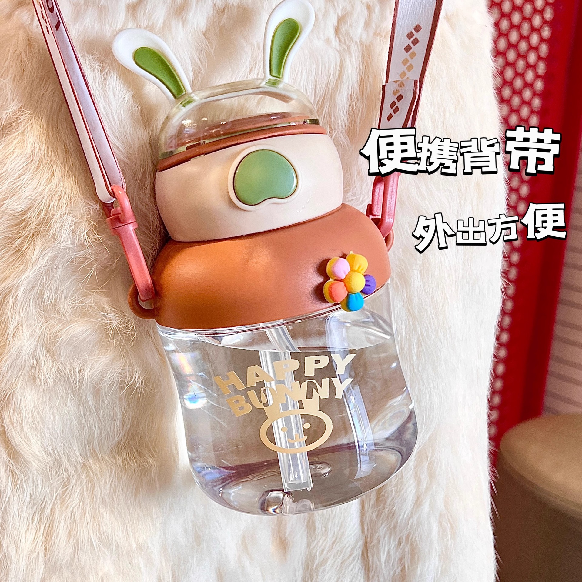Super cute large-capacity straw cup for children, anti-drop drinking cup for kindergartens, and adorable water bottle specially designed for primary school students to go to school details Picture