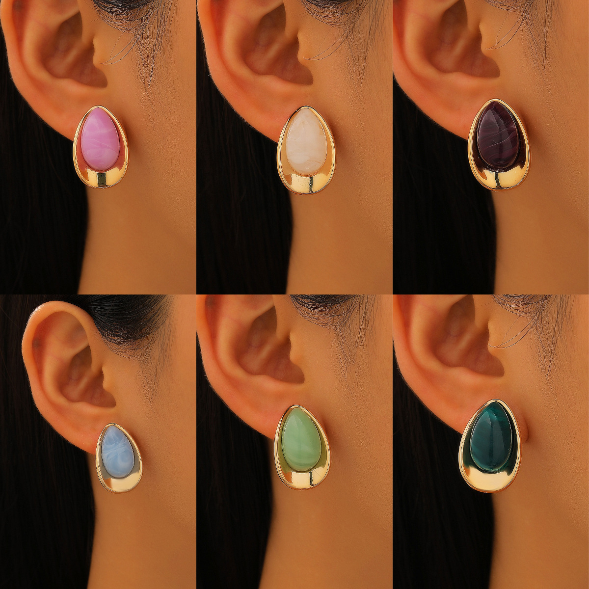 European and American cross-border hollowed-out diamond-shaped geometric ear studs, simple, fashionable and elegant, niche design earrings, women's summer dopamine details Picture