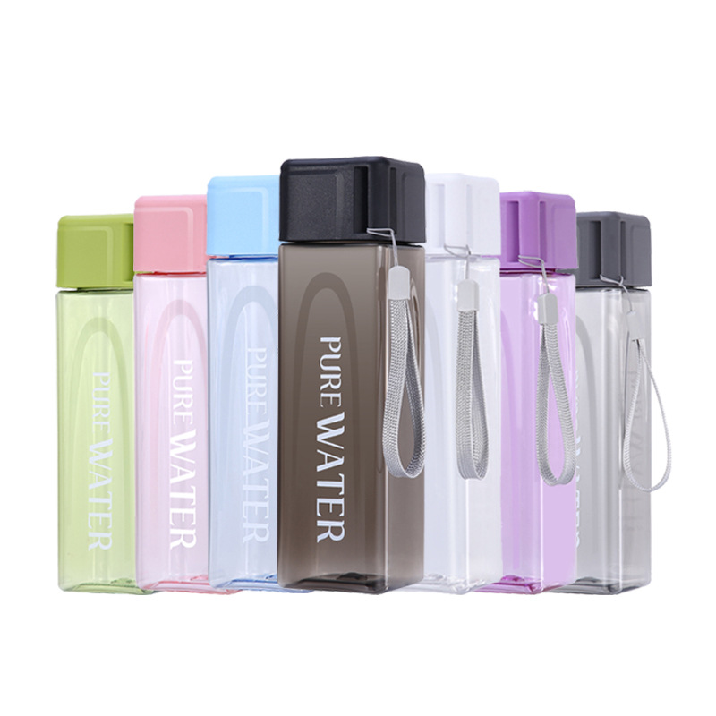 Simple square water cup, personalized casual cup, creative summer Internet celebrity cup, leak-proof and shock-resistant plastic cup, custom LOGO Item Picture