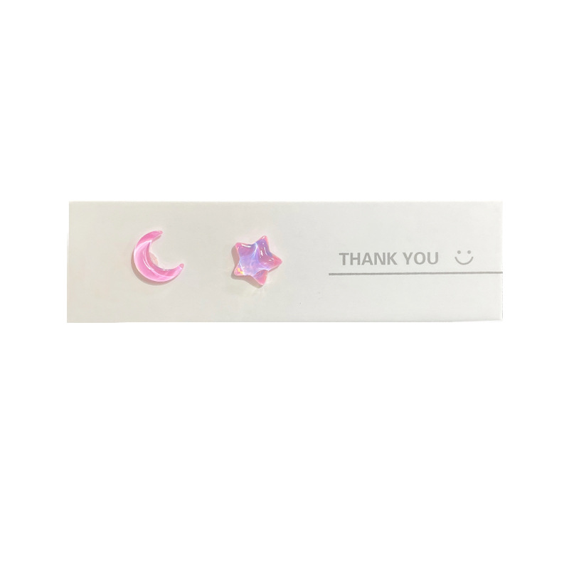 The fresh and delicate silver needle Mocha Star Moon girl ear studs are sweet, small, clear, super shiny and versatile ear piercing earrings Item Picture