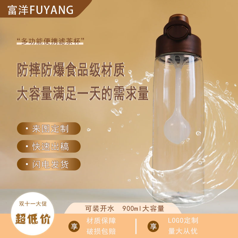 Customized transparent plastic water cups for summer student tea brewing, heat-resistant tea water bottles for boys and girls, wholesale space cups full figure