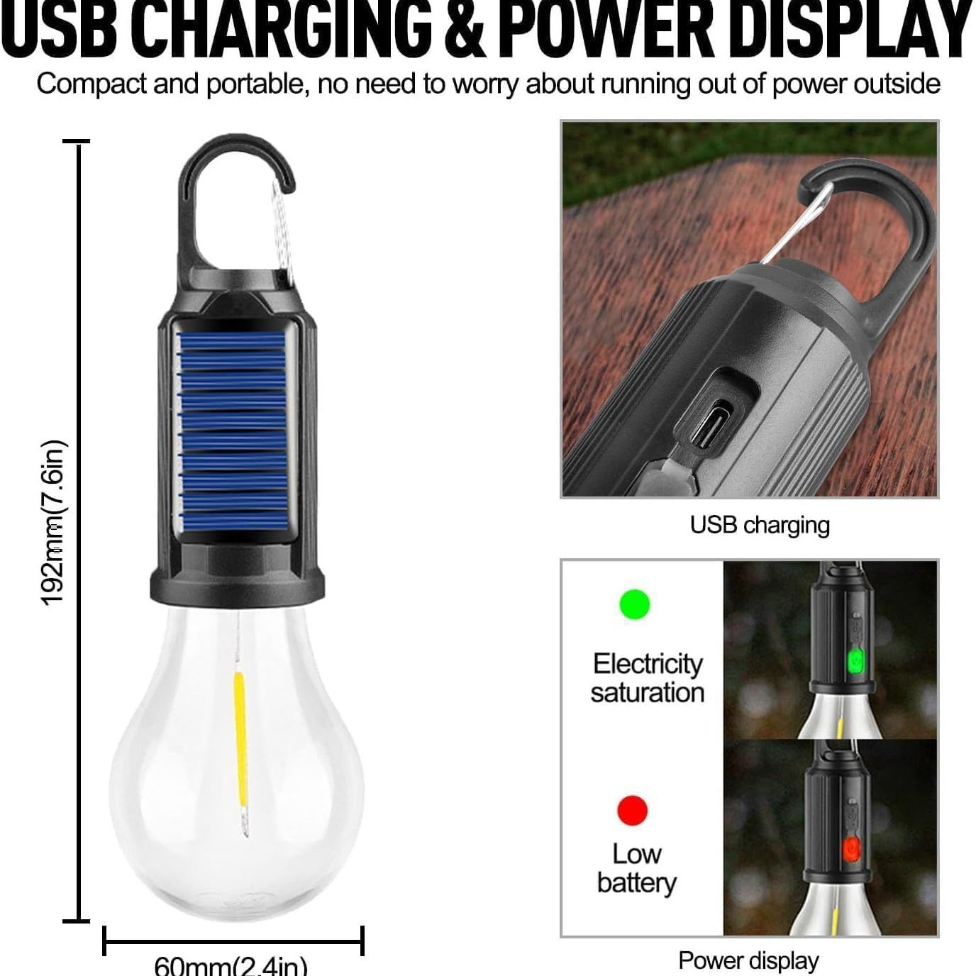 New solar charging bulb lamps, warm tungsten filament bulbs, outdoor tent camping lamps, ambient lamps, night market stalls Application Scenario
