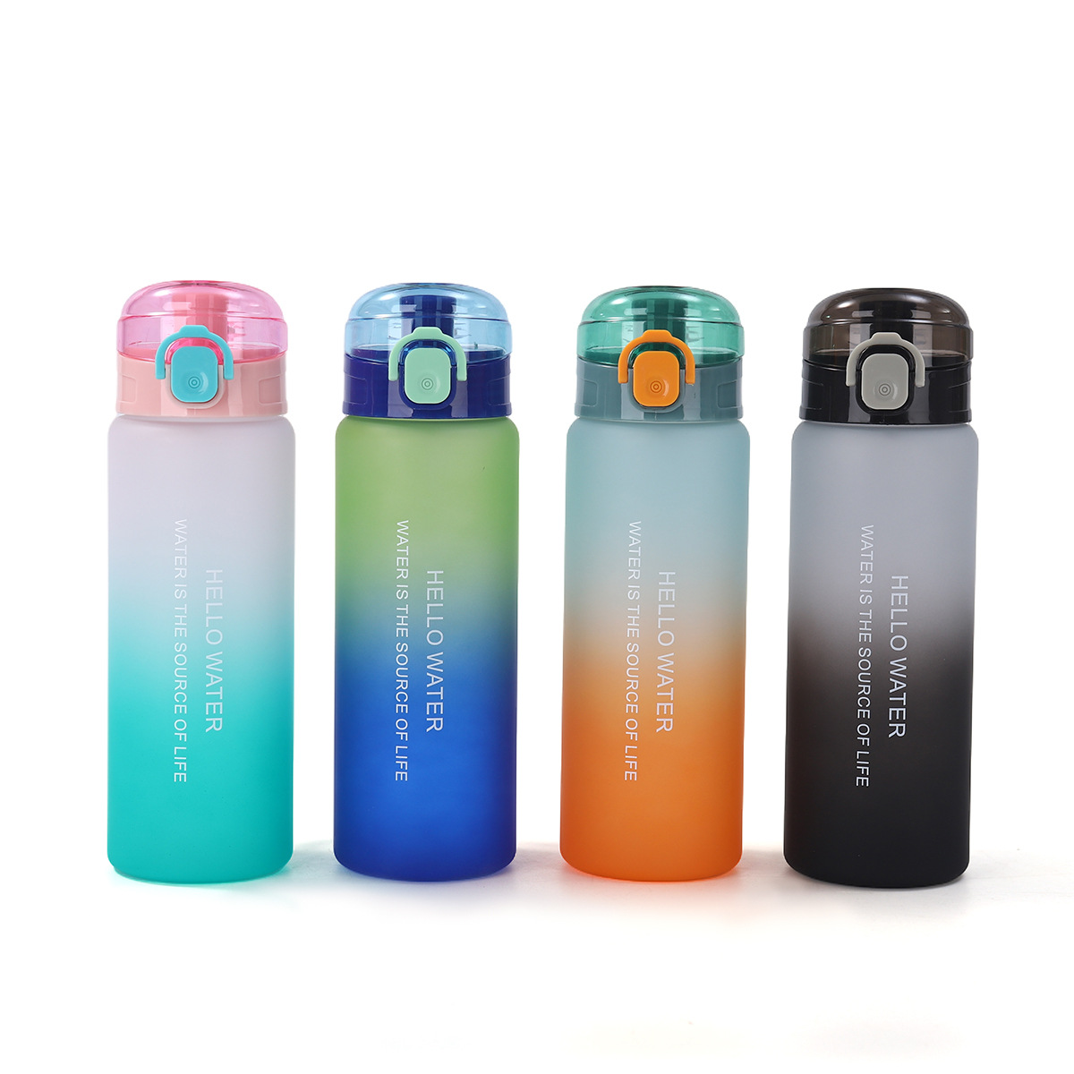 New hand-held plastic cup with scale, large-capacity one-button pop-up lid direct drinking cup, outdoor portable sports bouncing cup Item Picture
