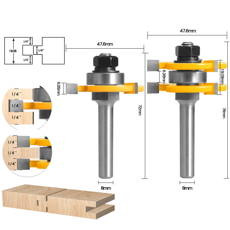 Zhejiang Leqiao T-shaped panel cutter, floor cutter, woodworking milling cutter, splicing cutter, three-edge T-shaped tenon cutter, precision milling full figure
