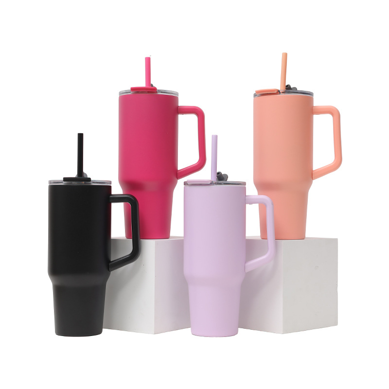 New cross-border factory direct supply stainless steel handle car cup, double-drinking large capacity, high appearance level, convenient insulated cup Specification drawing