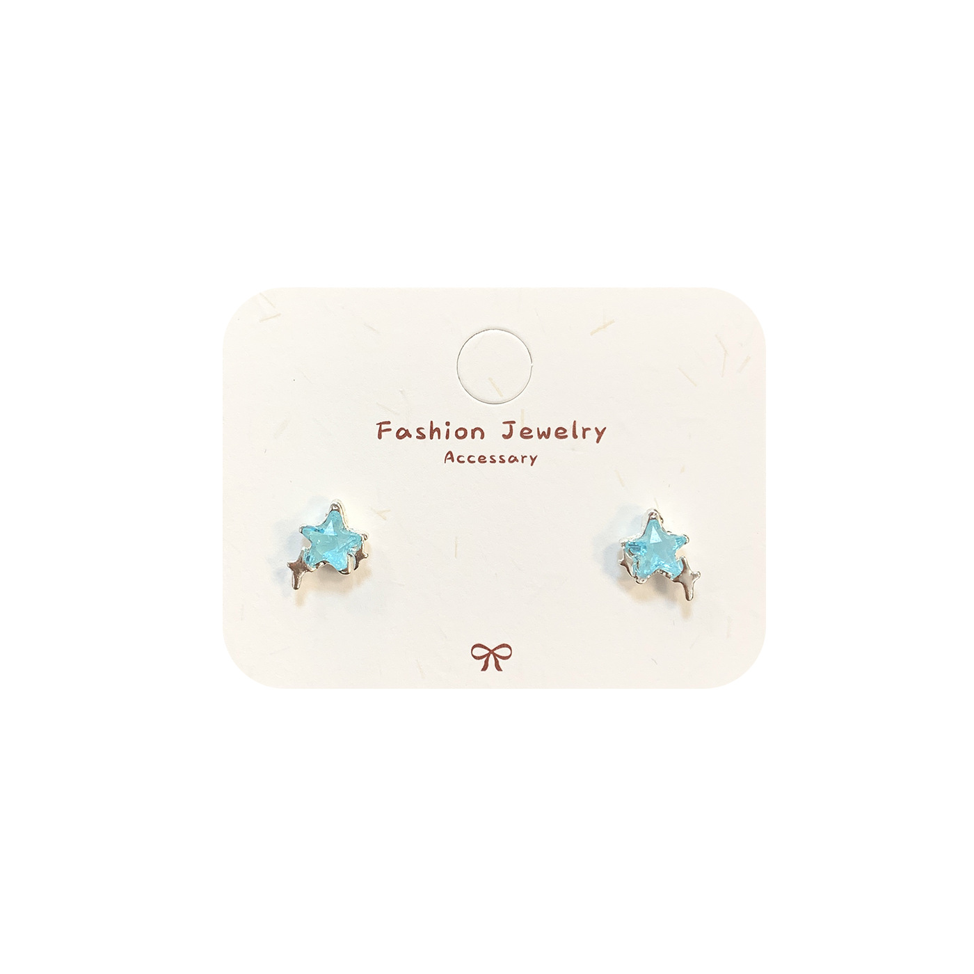 Spring new Ocean Blue Zircon Star Zircon stud Women's silver Needle small, fresh and exquisite five-pointed star earrings Item Picture