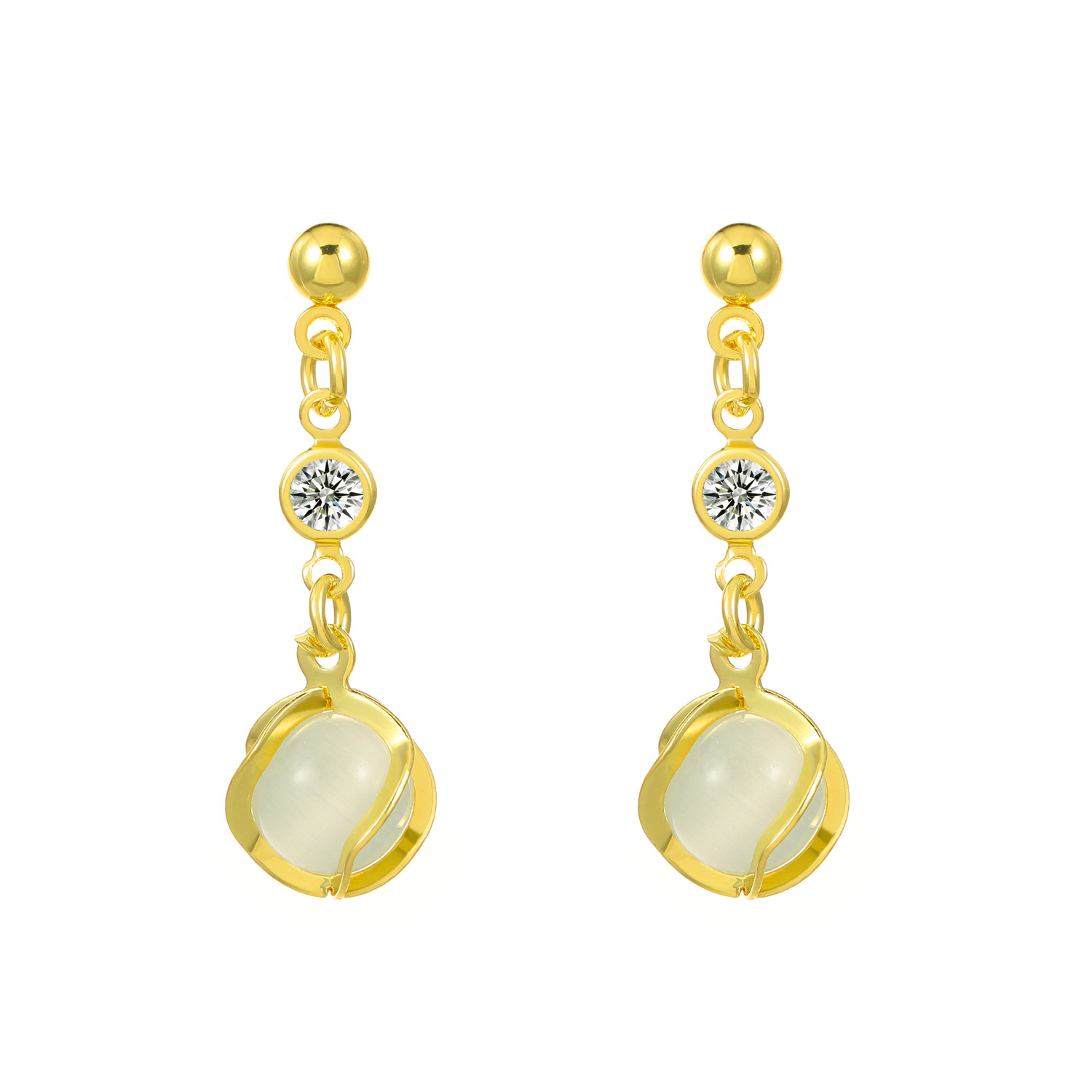 European and American ins cat's eye stone earrings, women's fashionable and elegant long star tassel earrings, creative and popular teardrop earrings Item Picture
