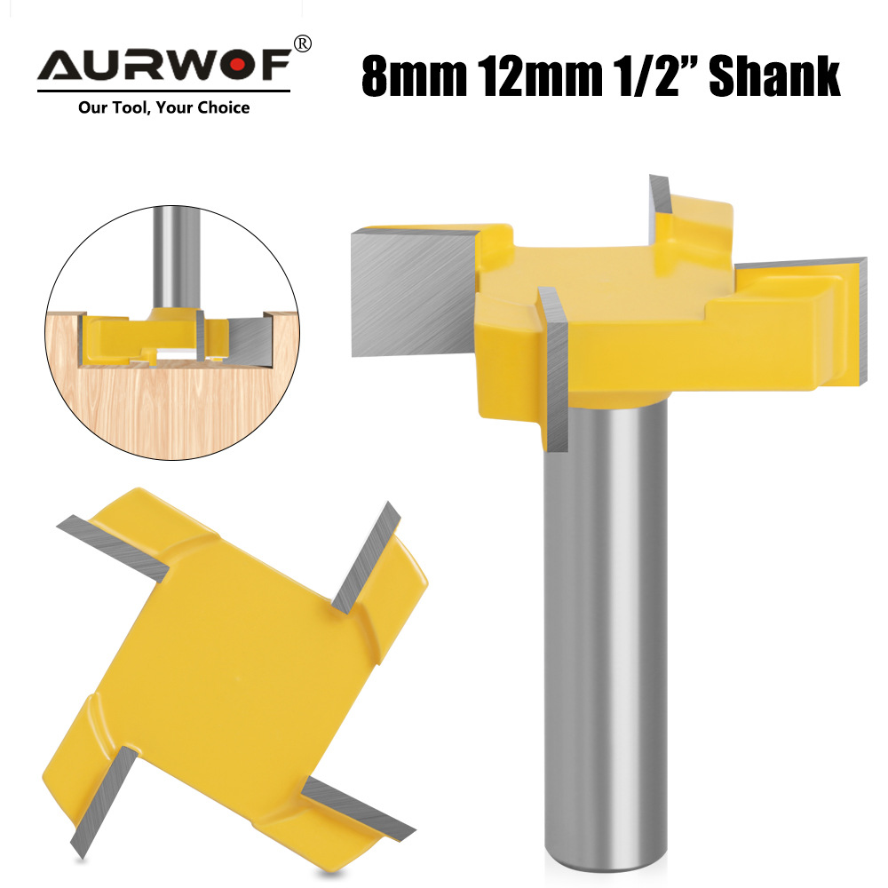 1/2 handle, 12 handle, 8 handle, three-edge T-shaped knife, slot knife, slotting knife, woodworking milling cutter, slotting milling cutter, T-shaped tenon knife, woodworking full figure