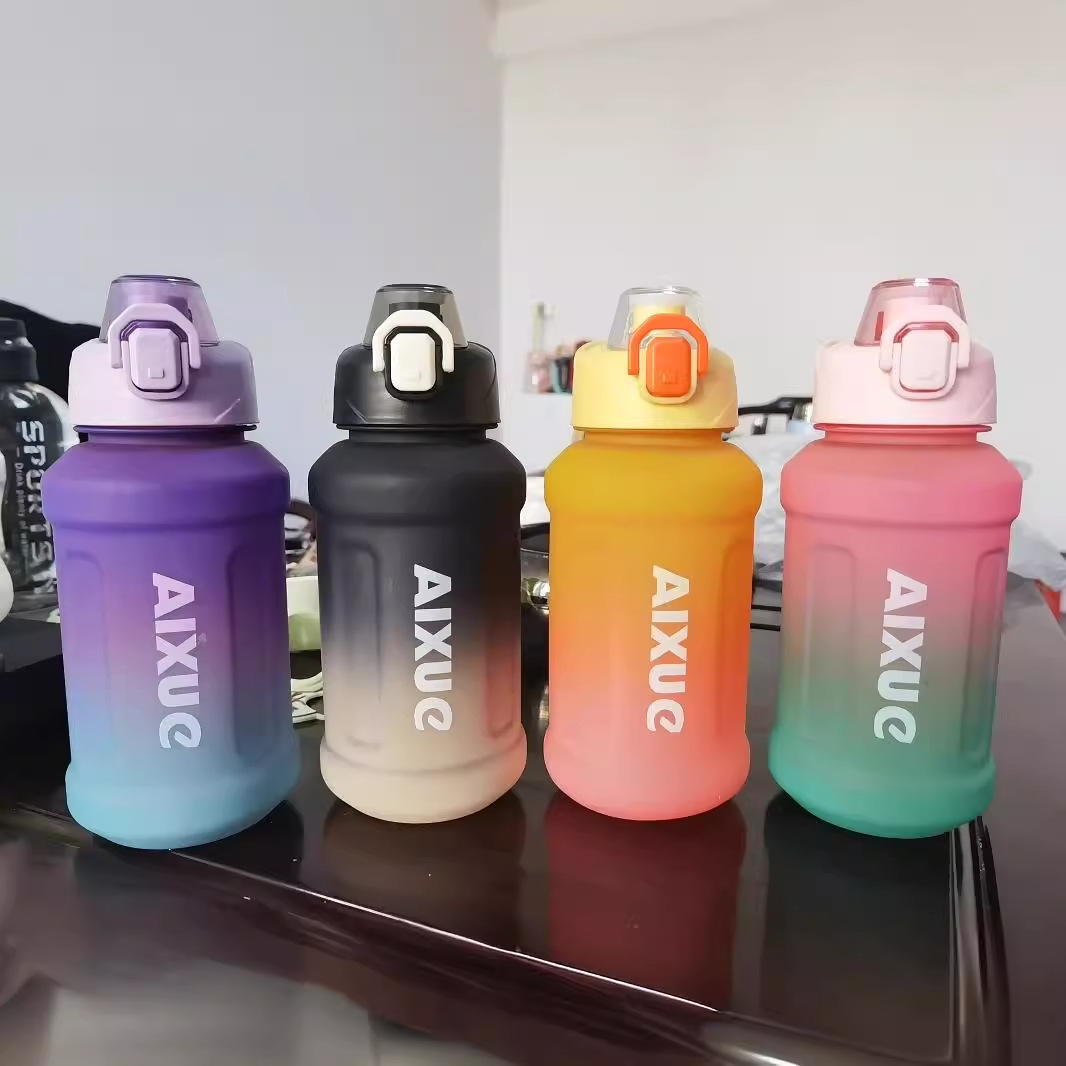 1100ML gradient color chubby straw cup for foreign trade, outdoor portable water cup with handle for sports, large capacity Specification drawing