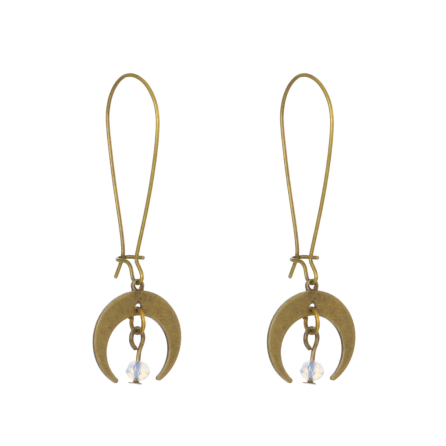 Retro and fashionable small moon earrings, female ethnic style alloy aged crescent moon earrings, European and American style earrings wholesale Item Picture