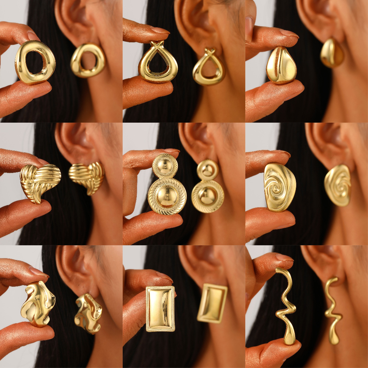 Wholesale of fashionable, versatile and personalized stainless steel heart-shaped earrings with a sense of luxury for women and geometric stud earrings full figure