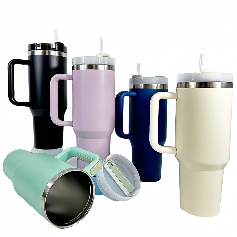 Cross-border second-generation 304 stainless steel insulated cup, 40oz large-capacity straw water cup, outdoor car portable ice cup full figure