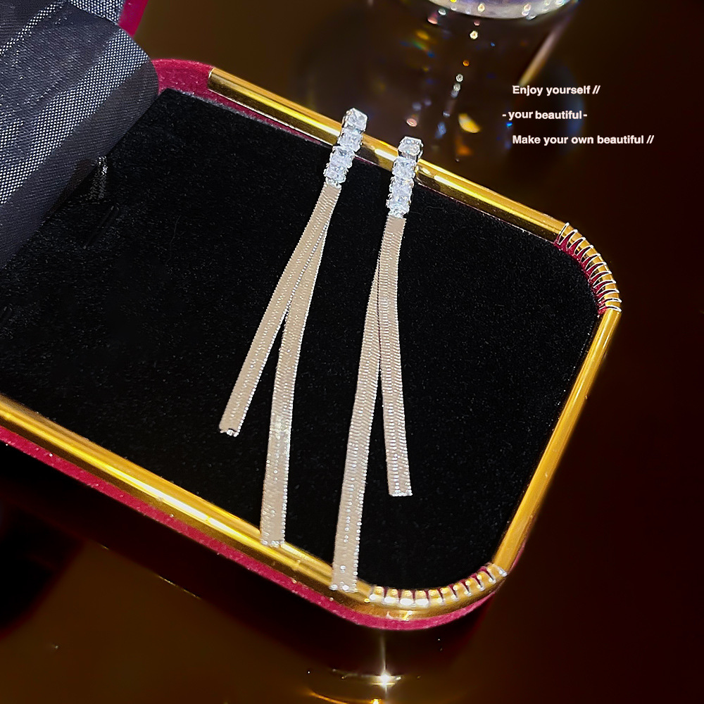 Fashionable, elegant, simple and exquisite, long tassel earrings, summer high-end, light luxury, versatile, the same style of earrings as Internet celebrities for women full figure