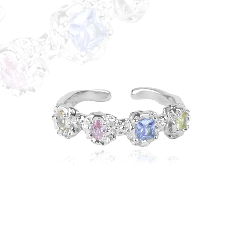 A niche design sense and elegant zircon open ring with a feminine texture, a sweet and cool in color, and a cold and trendy ins index ring Item Picture