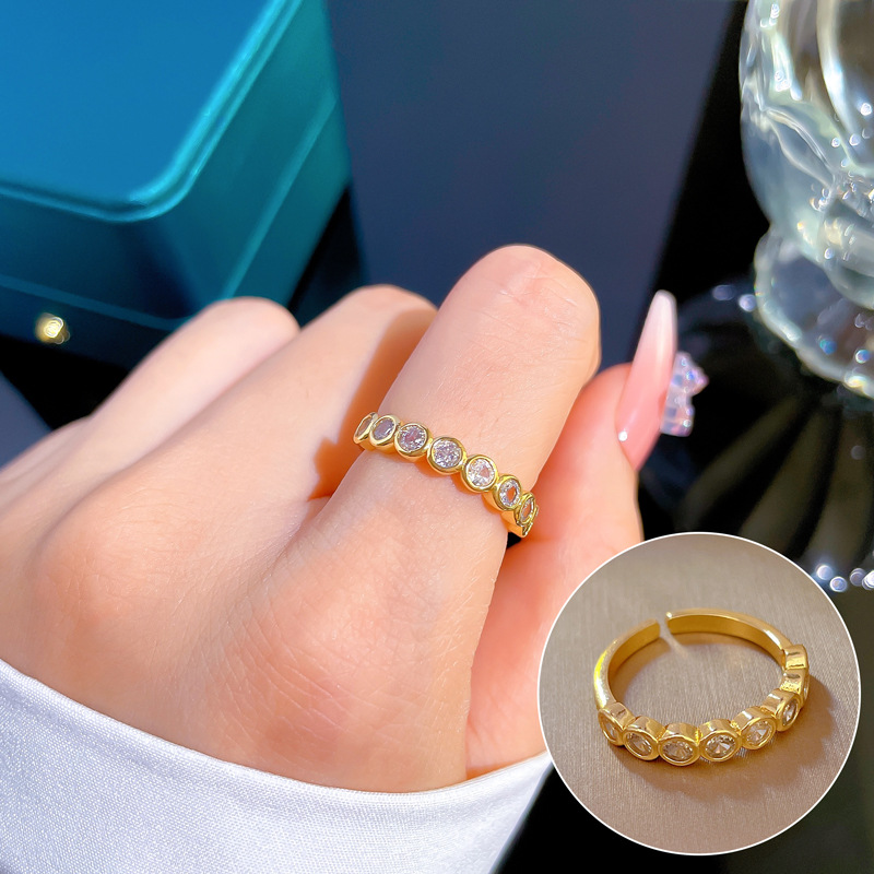【 Real gold electroplating 】 Open ring, simple circular ring, personalized ring, index finger ring, the same style as Internet celebrities, simple and cold style full figure