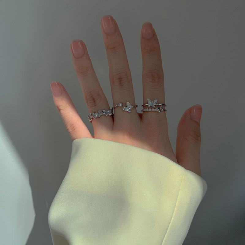 A niche design with zircon butterfly opening ring, a super ethereal and personalized ring for women, Japan and South Korea on Instagram, exquisite and trendy Specification drawing