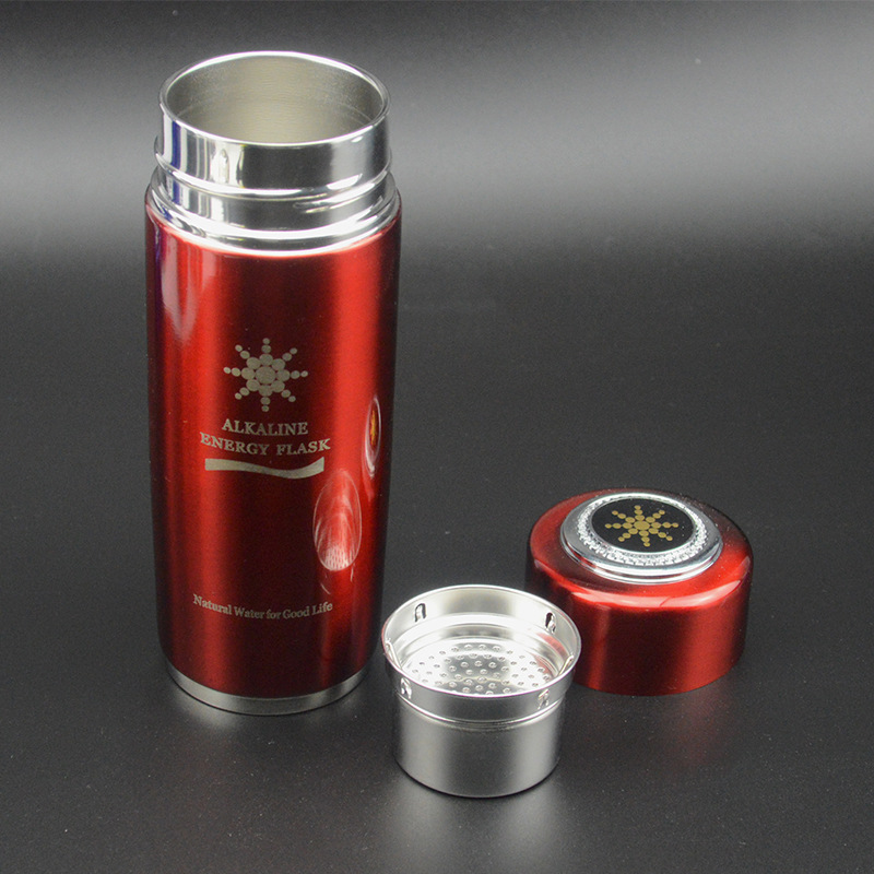 Cross-border best-selling stainless steel alkaline water cup/Tourmaline alkaline water cup with PH value of 7.5-9.5/ portable alkaline water cup full figure