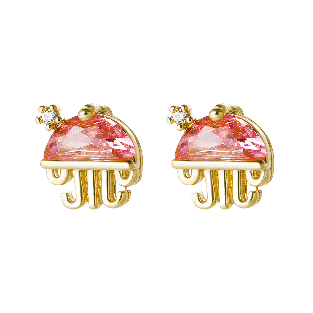 Cute and colorful zirconia copper-plated animal earrings of the same style as those in European and American ins, summer creative jewelry for women Item Picture