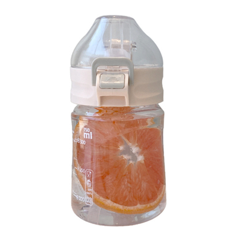 Plastic straws water cup for girls in Korean style, fresh and simple, with a drawstring scale, adult men's pop-up cap sports portable cup Item Picture