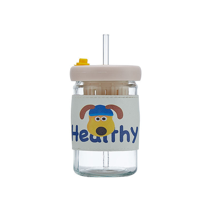 Cute and creative student straw cup sleeve, heat-insulating portable glass cup, high appearance level office coffee beverage cup Item Picture