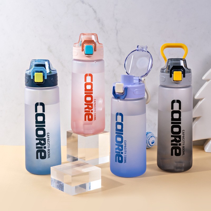 New Amazon export gradient color plastic student direct drinking cup 800ml outdoor fitness sports cup Specification drawing