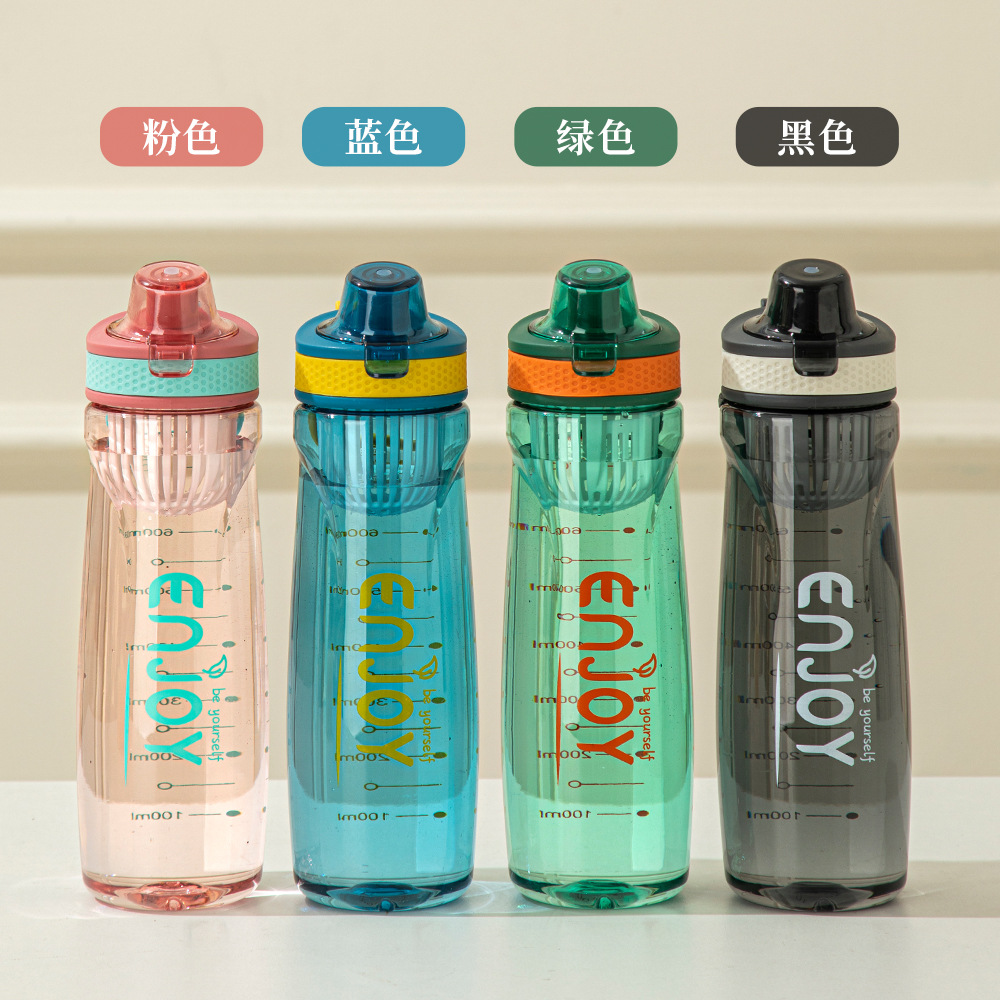 Wholesale of large-capacity outdoor fitness plastic cups, student sports water cups with scales, high-temperature resistant handle water cups Specification drawing