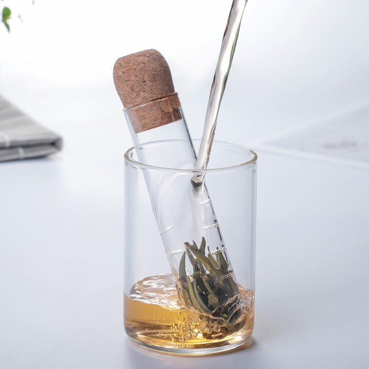 Glass test tube tea strainer, office wholesale, popular and lazy tea-making wonder, tea water separation filter, tea set accessories Specification drawing