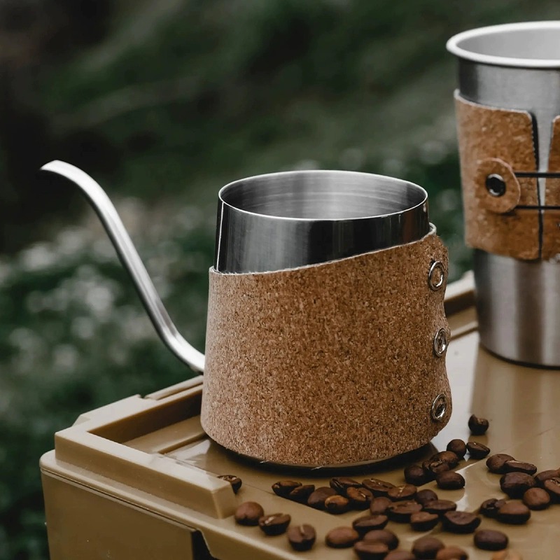 Amazon's best-selling outdoor camping layer water cup, insulated cork coffee cup, stainless steel hand-brewed Mocha coffee pot Specification drawing