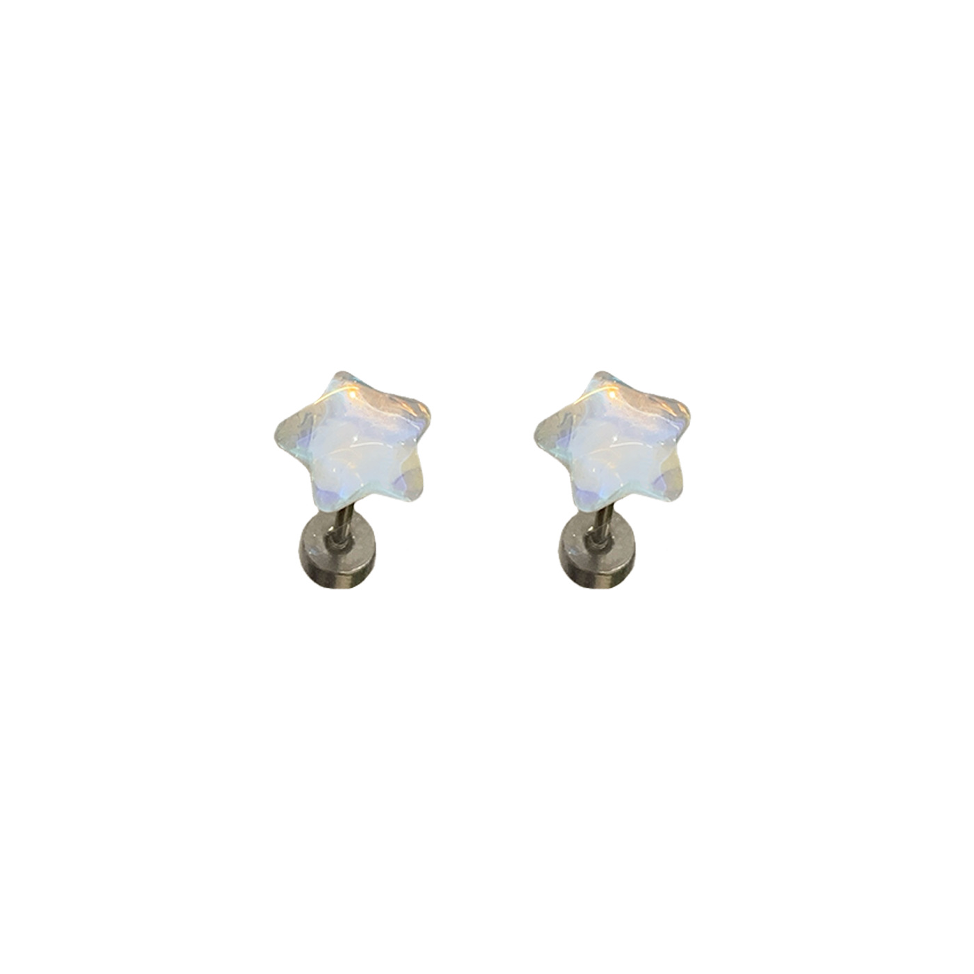 Fresh and sweet titanium steel colorful star stud earrings, women's silver needle, small, light luxury, high-end feel, versatile, whitening student earrings Item Picture