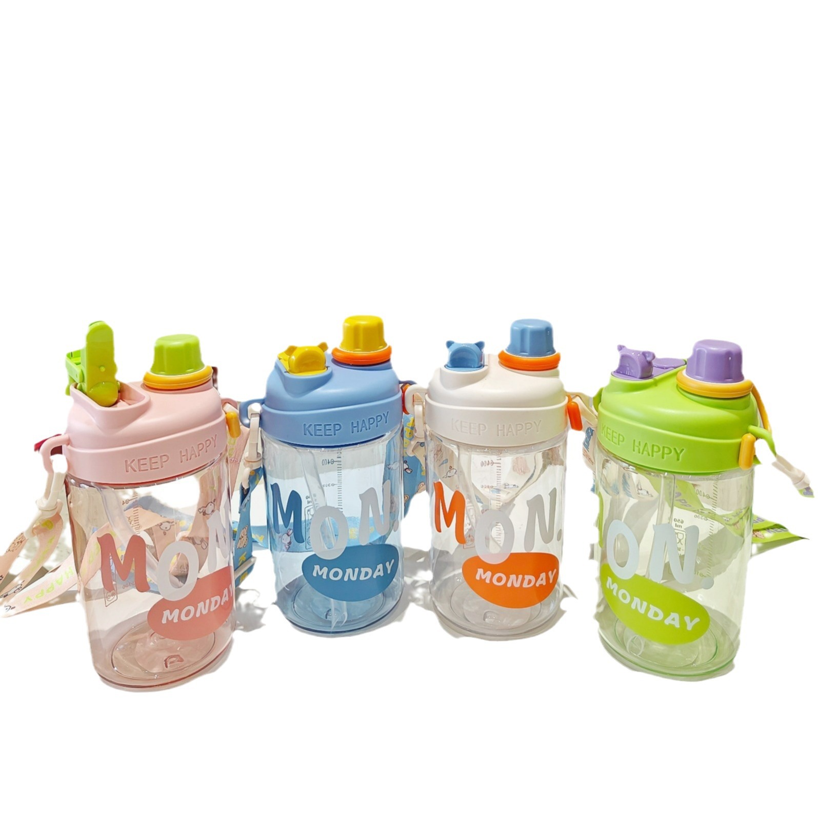 ins straw cup for female students in summer, high appearance level, cute and portable, can be slanted across, Korean version plastic double-drinking cup Item Picture