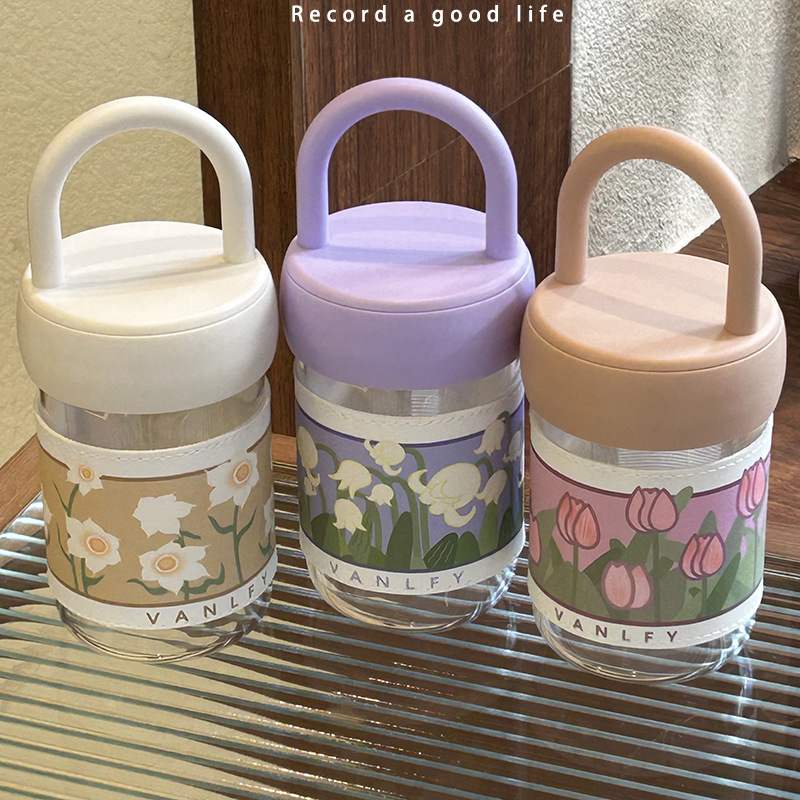 High-end, light luxury cups for girls, high appearance level, heat-resistant plastic cups, office water cups, precise and portable coffee cups full figure
