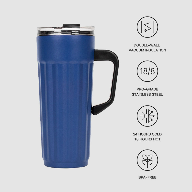 New 520ml vertical handle cups for foreign trade, coffee cups, stainless steel insulated cups, beer mugs, car cups and mugs Specification drawing