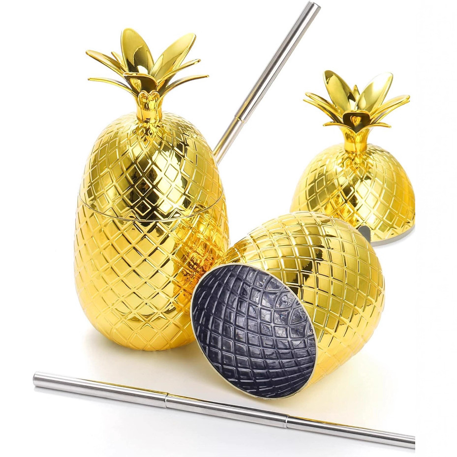 Customized electroplated pineapple-shaped cups, large-capacity plastic straw cups, and popular milk tea and juice straw cups from the manufacturer Application Scenario